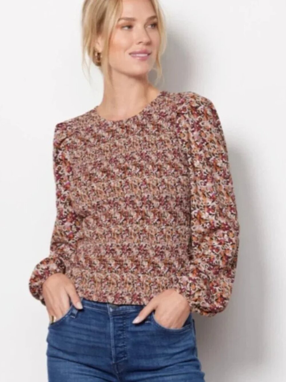 Evereve Margaret Floral Long Sleeve Women's Top S